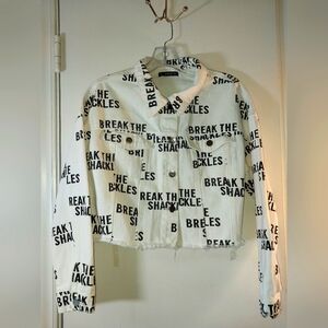 White Boxy "Break" Statement Jacket. Size S